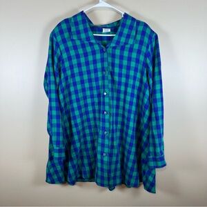 womens button down blouses Made In USA Size Large 100% Cotton Fun Square Buttons